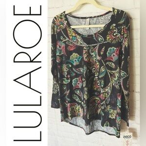 LuLaRoe NEW Lynnae Women's Black Paisley Top -S-